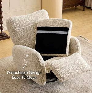Modern Minimalist Down-Filled Power Recliner Chair | Chenille Swivel Accent Sofa