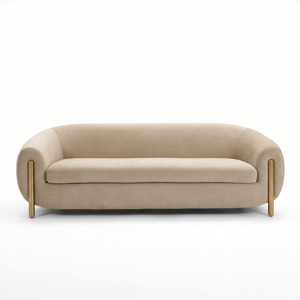 Beige sofa with brass legs
