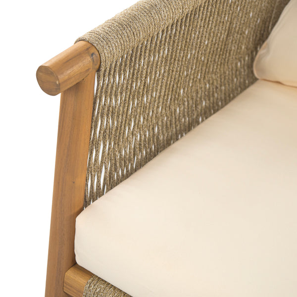 28" Modern Outdoor Woven Lounge Chair with Solid Wood Frame and Comfortable Polyester Cushions, Perfect for Patio, Garden, or Balcony