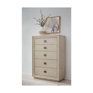 Maxime Sugar Five Drawer Chest in Ash Wood Veneer and Meranti
