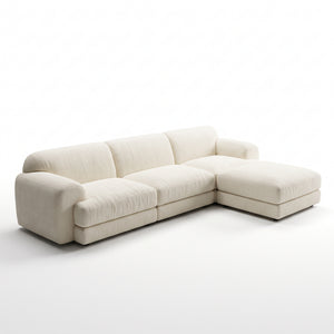 Cloud-Style L-Shape Sectional — 118-Inch Low-Profile White Textured Couch