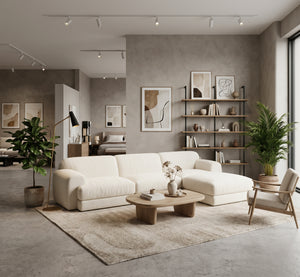 Cloud-Style L-Shape Sectional — 118-Inch Low-Profile White Textured Couch