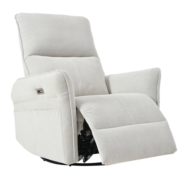 270° Power Swivel Rocker Recliner Chair for Adults, Swivel Rocking Recliner Chair,Electric Small Recliners for Small Spaces, Single Sofa Recliner for Living Room, Bedroom,RV (Fabric Gray+270°Swivel)
