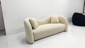 Modern Curved Cloud Sofa - Wavy Backrest Sculptural Couch in Premium Textured Fabric