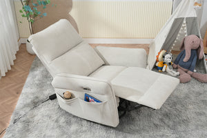 270° Power Swivel Rocker Recliner Chair for Adults, Swivel Rocking Recliner Chair,Electric Small Recliners for Small Spaces, Single Sofa Recliner for Living Room, Bedroom,RV (Fabric Gray+270°Swivel)