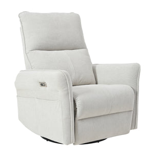 270° Power Swivel Rocker Recliner Chair for Adults, Swivel Rocking Recliner Chair,Electric Small Recliners for Small Spaces, Single Sofa Recliner for Living Room, Bedroom,RV (Fabric Gray+270°Swivel)