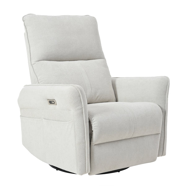 270° Power Swivel Rocker Recliner Chair for Adults, Swivel Rocking Recliner Chair,Electric Small Recliners for Small Spaces, Single Sofa Recliner for Living Room, Bedroom,RV (Fabric Gray+270°Swivel)