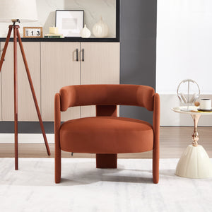 Accent Chair for Living Room, Velvet Comfy Single Sofa Chair Mid-Century Modern Armchair Wooden Legs for Bedroom Office Reading