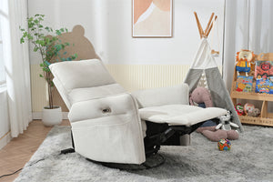 270° Power Swivel Rocker Recliner Chair for Adults, Swivel Rocking Recliner Chair,Electric Small Recliners for Small Spaces, Single Sofa Recliner for Living Room, Bedroom,RV (Fabric Gray+270°Swivel)
