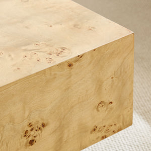 43.31 Inch Burl Wood Veneer Coffee Table,Rectangle Mid-Century Modern Table for Living Room,Coffee Table with Sturdy MDF Pedestal for Office,Apartment,Natural