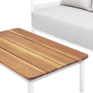 Rhodes 2pc Teak & Aluminum Outdoor Sofa and Coffee Table Set