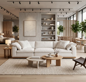 Fluffy Wood Frame Sectional Sofa