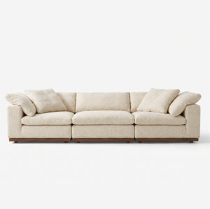 Fluffy Wood Frame Sectional Sofa