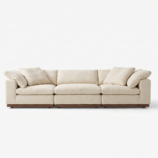 Fluffy Wood Frame Sectional Sofa
