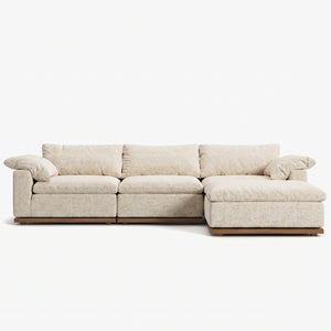 Fluffy Wood Frame Sectional Sofa