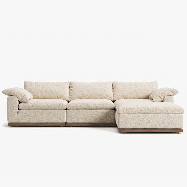 Fluffy Wood Frame Sectional Sofa