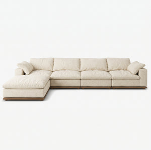 Fluffy Wood Frame Sectional Sofa