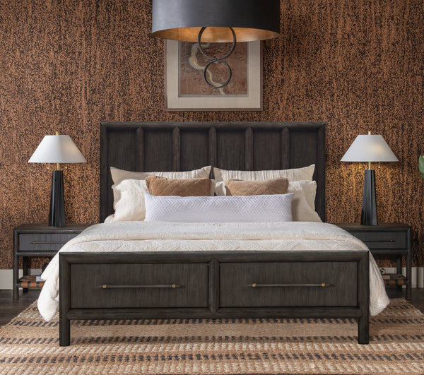 Dorsey Wooden Two Drawer Storage Bed in Basalt Grey