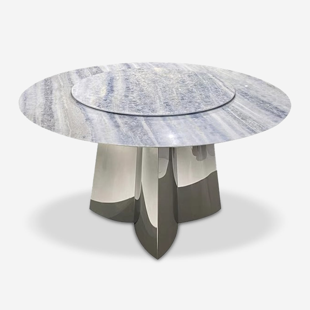 Luxury Round Blue Crystal Marble Dining Table