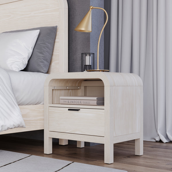 Drake Two Drawer USB-Charging Nightstand in Sugar