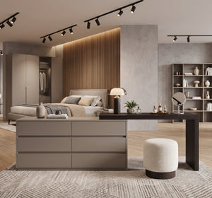 Two-Tone Adjustable Vanity Desk & Storage Cabinet Combo for Bedroom