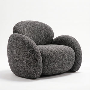 Modern Chubby Grey Accent Chair — Oversized Rounded Lounge Chair