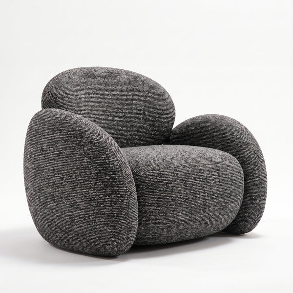 Modern Chubby Grey Accent Chair — Oversized Rounded Lounge Chair