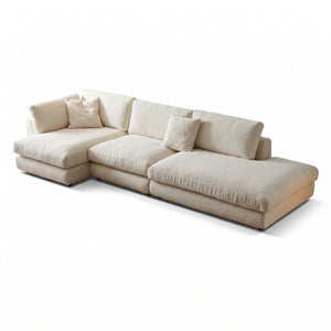 Modern Cream Bouclé L-Shape Sectional Sofa - Extra Deep Seat Modular Chaise Lounge Couch - Quiet Luxury Cloud Sofa for Living Room