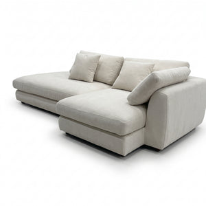 Modern Cream Bouclé L-Shape Sectional Sofa - Extra Deep Seat Modular Chaise Lounge Couch - Quiet Luxury Cloud Sofa for Living Room