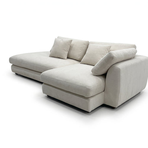Modern Cream Bouclé L-Shape Sectional Sofa - Extra Deep Seat Modular Chaise Lounge Couch - Quiet Luxury Cloud Sofa for Living Room