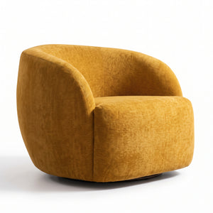 Modern Curved Swivel Barrel Chair — Upholstered Round Accent Chair