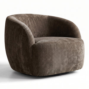 Modern Curved Swivel Barrel Chair — Upholstered Round Accent Chair