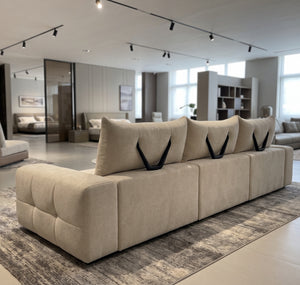 Modern Modular Deep Seat Fabric Sofa — Oversized Tufted Living Room Couch