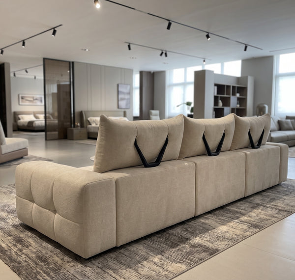 Modern Modular Deep Seat Fabric Sofa — Oversized Tufted Living Room Couch