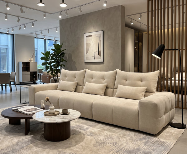 Modern Modular Deep Seat Fabric Sofa — Oversized Tufted Living Room Couch