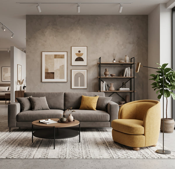 Modern Mustard Yellow Barrel Accent Chair with Wooden Bun Feet