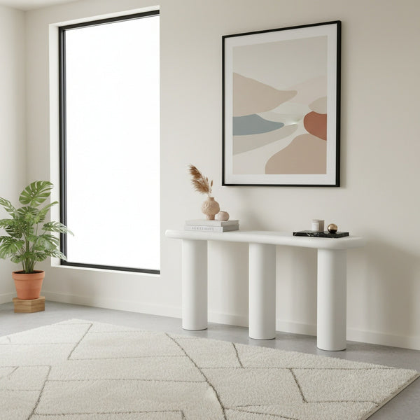 Modern Pillar Console Table – Sculptural Entryway Accent Table