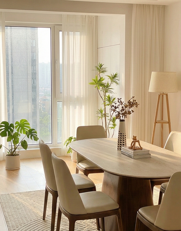 Oval Solid Wood Sintered Stone Dining Table