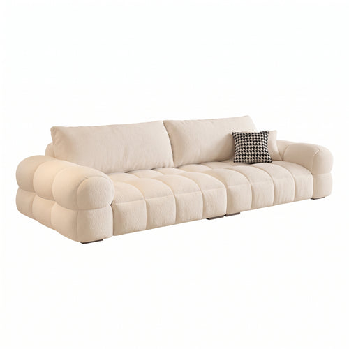 Contemporary Segmented Plush Fleece Lounge Sofa with Solid Wood Frame（JUXMQ1177)