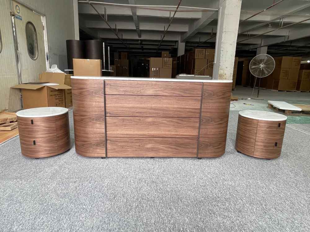 Modern Oval Sideboard with Marble Top
