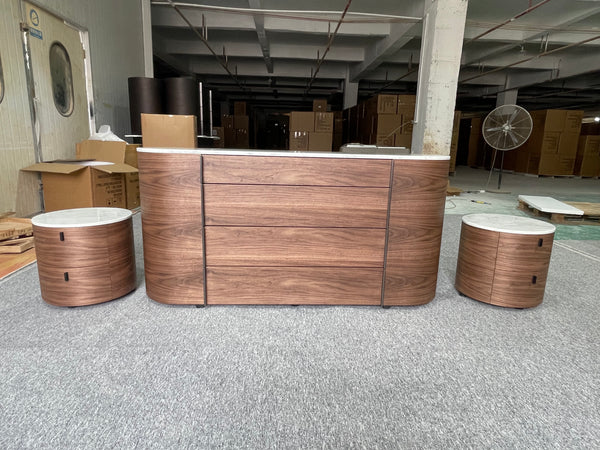Modern Oval Sideboard with Marble Top