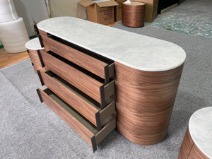 Modern Oval Sideboard with Marble Top