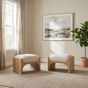 Modern Upholstered Wood Ottoman – Minimalist Accent Stool for Bedroom & Living Room